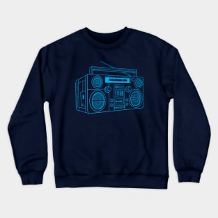 Boombox (Vivid Cerulean Lines) Analog / Music Crewneck Sweatshirt